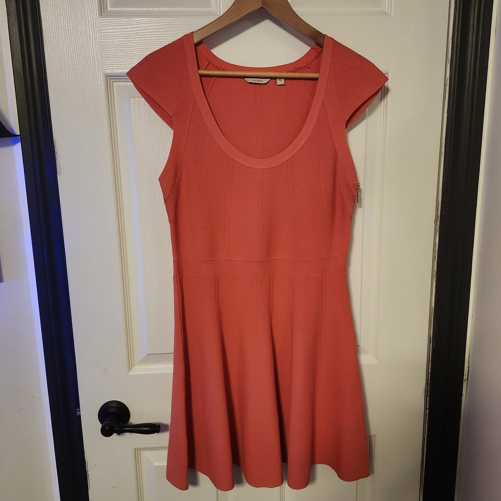 Guess Coral Cap Sleeve Mini Dress